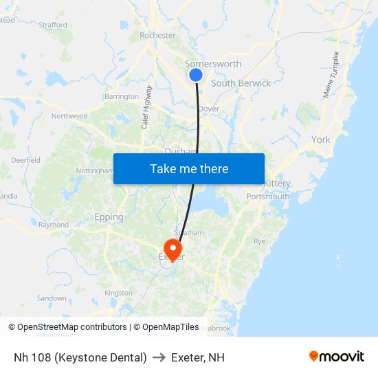 Nh 108 (Keystone Dental) to Exeter, NH map