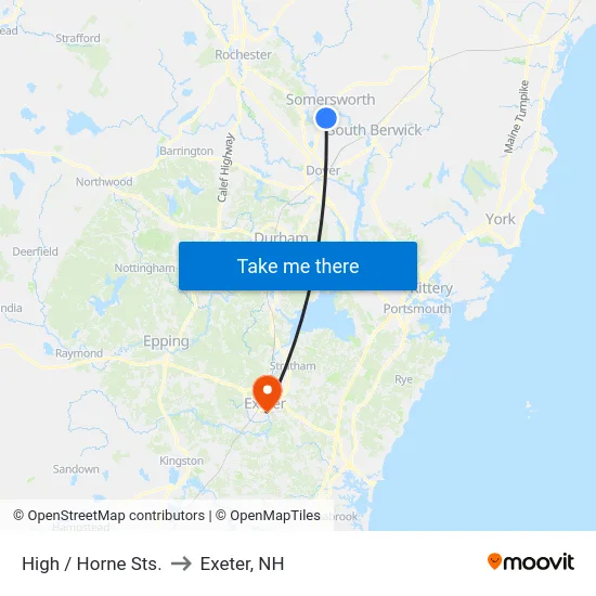 High / Horne Sts. to Exeter, NH map