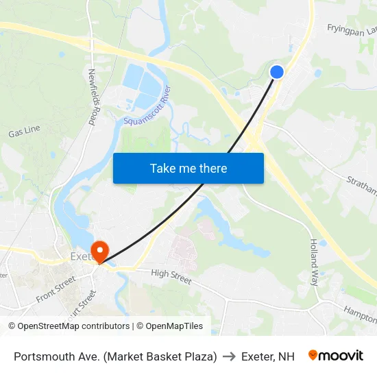 Portsmouth Ave. (Market Basket Plaza) to Exeter, NH map