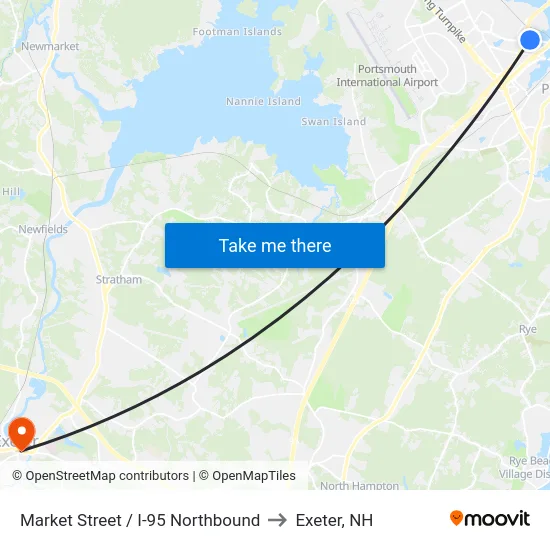 Market Street / I-95 Northbound to Exeter, NH map