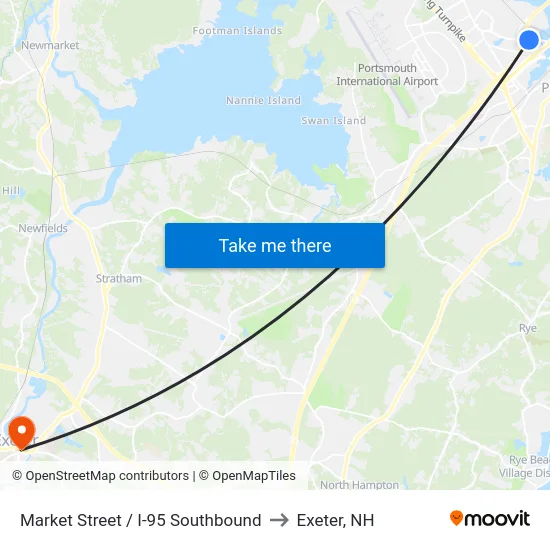 Market Street / I-95 Southbound to Exeter, NH map