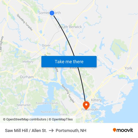 Saw Mill Hill / Allen St. to Portsmouth, NH map