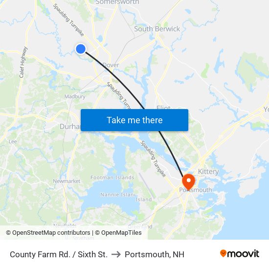 County Farm Rd. / Sixth St. to Portsmouth, NH map