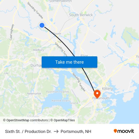 Sixth St. / Production Dr. to Portsmouth, NH map