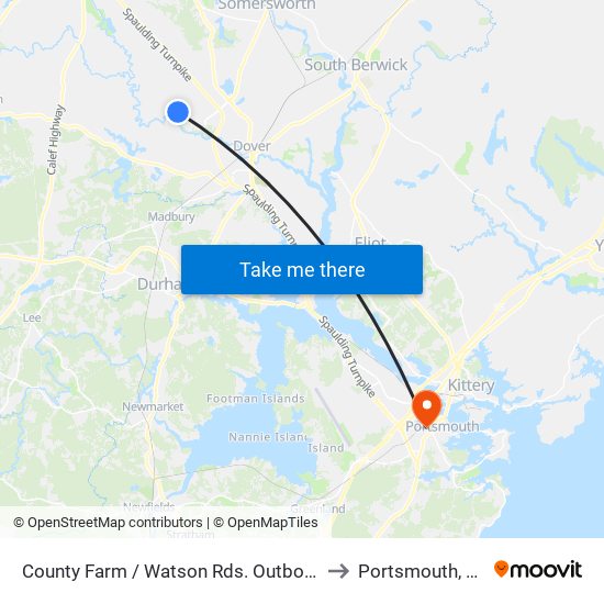 County Farm / Watson Rds. Outbound to Portsmouth, NH map