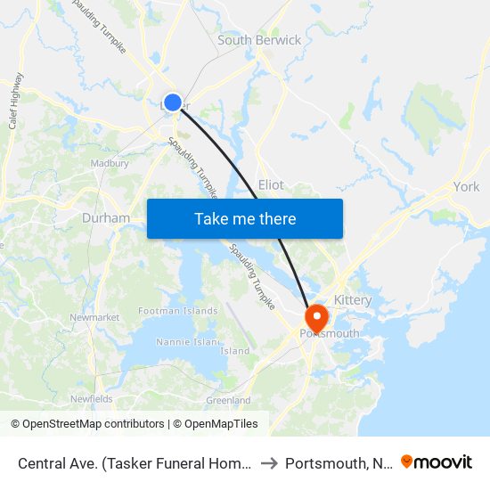 Central Ave. (Tasker Funeral Home) to Portsmouth, NH map