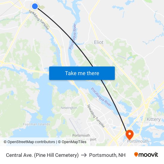 Central Ave. (Pine Hill Cemetery) to Portsmouth, NH map