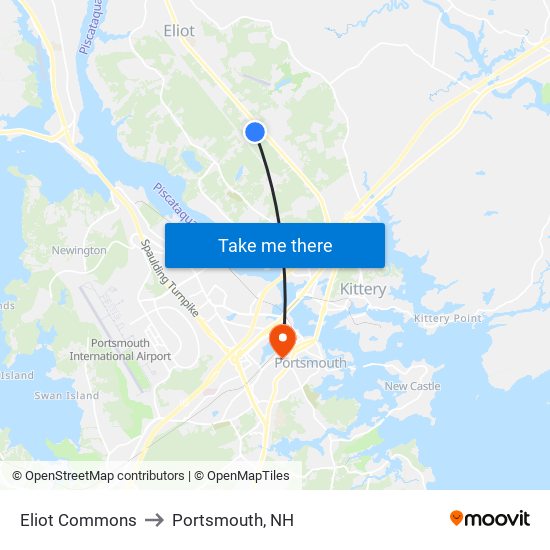 Eliot Commons to Portsmouth, NH map