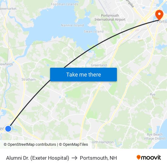 Alumni Dr. (Exeter Hospital) to Portsmouth, NH map