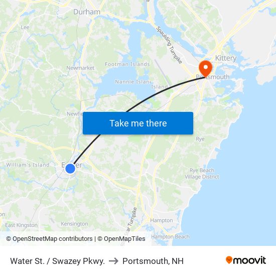 Water St. / Swazey Pkwy. to Portsmouth, NH map