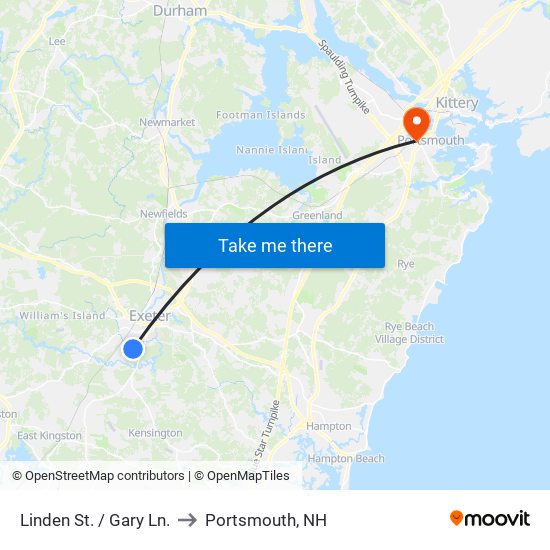 Linden St. / Gary Ln. to Portsmouth, NH map
