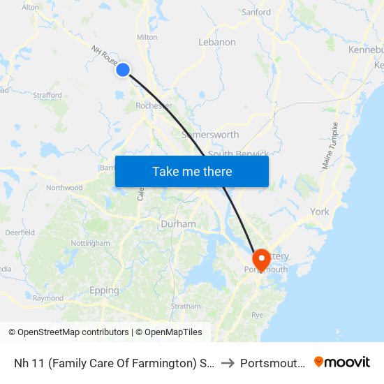 Nh 11 (Family Care Of Farmington) Southbound to Portsmouth, NH map