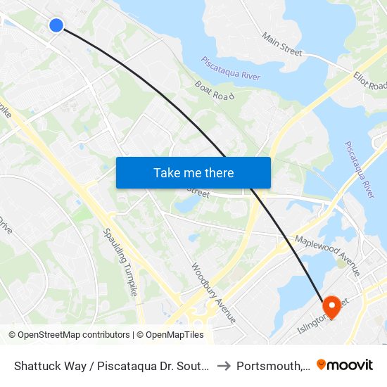 Shattuck Way / Piscataqua Dr. Southbound to Portsmouth, NH map