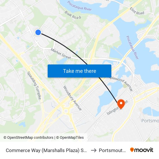 Commerce Way (Marshalls Plaza) Southbound to Portsmouth, NH map