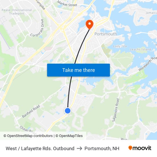 West / Lafayette Rds. Outbound to Portsmouth, NH map