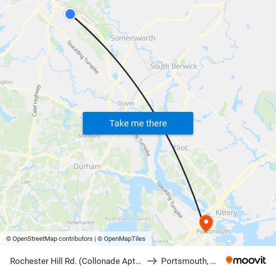 Rochester Hill Rd. (Collonade Apts.) to Portsmouth, NH map