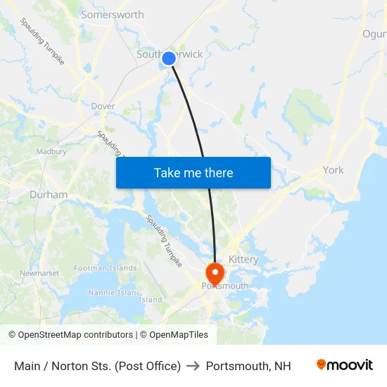 Main / Norton Sts. (Post Office) to Portsmouth, NH map