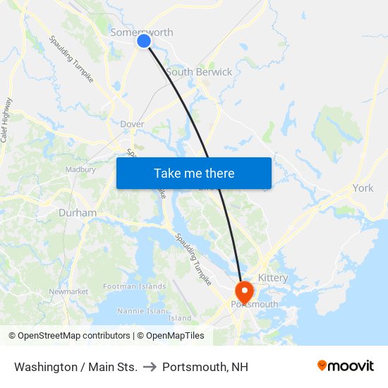 Washington / Main Sts. to Portsmouth, NH map
