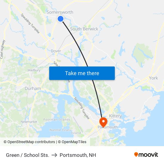Green / School Sts. to Portsmouth, NH map