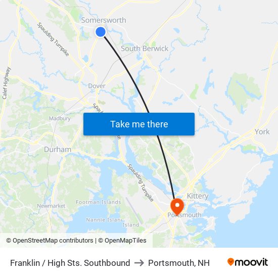 Franklin / High Sts. Southbound to Portsmouth, NH map