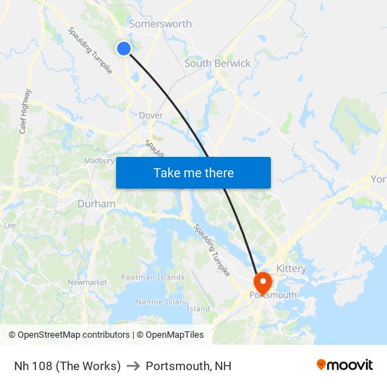 Nh 108 (The Works) to Portsmouth, NH map