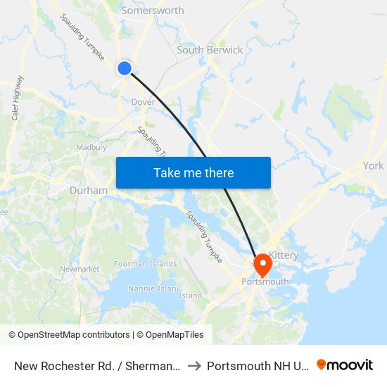 New Rochester Rd. / Sherman St. to Portsmouth NH USA map