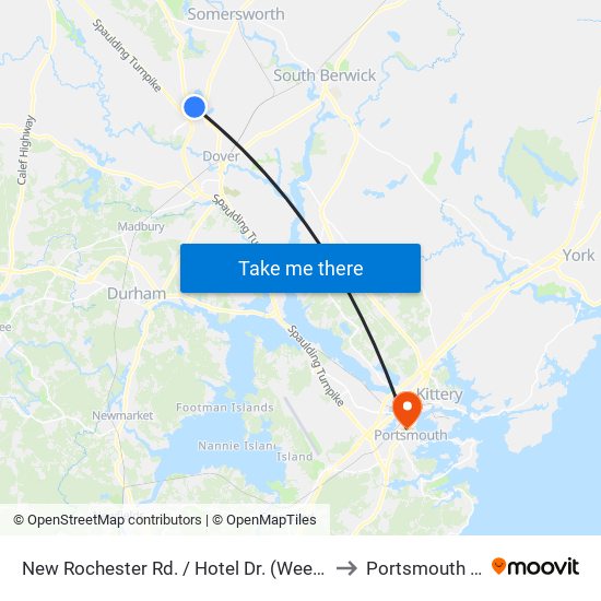 New Rochester Rd. / Hotel Dr. (Weeks Crossing Plaza) to Portsmouth NH USA map