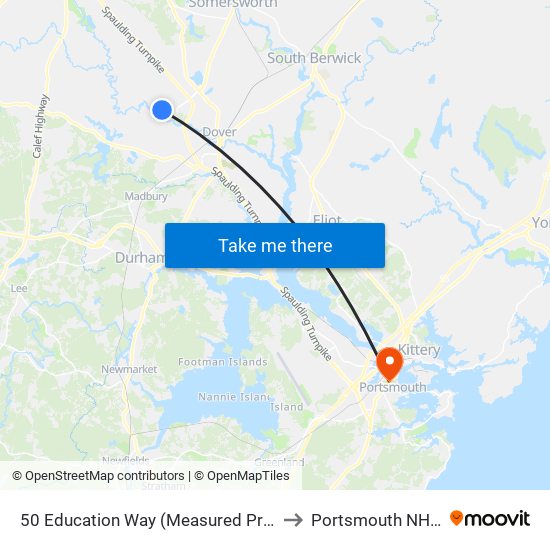 50 Education Way (Measured Progress) to Portsmouth NH USA map