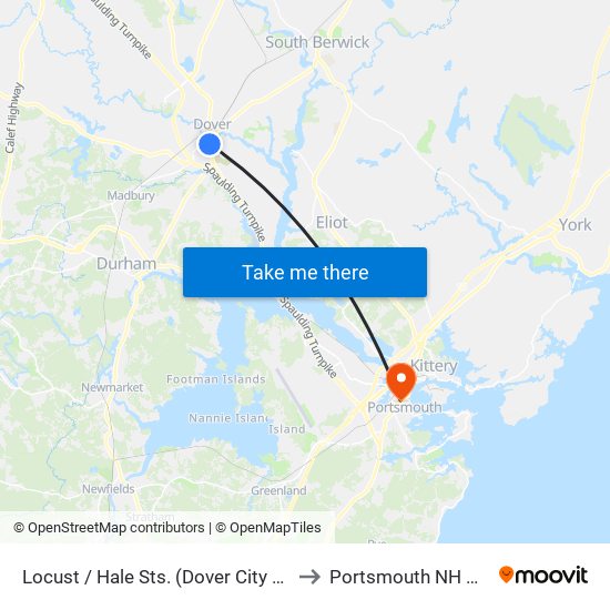 Locust / Hale Sts. (Dover City Hall) to Portsmouth NH USA map