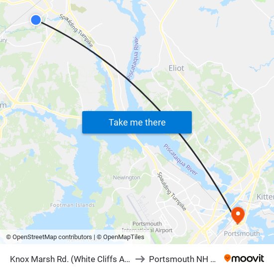 Knox Marsh Rd. (White Cliffs Apts.) to Portsmouth NH USA map