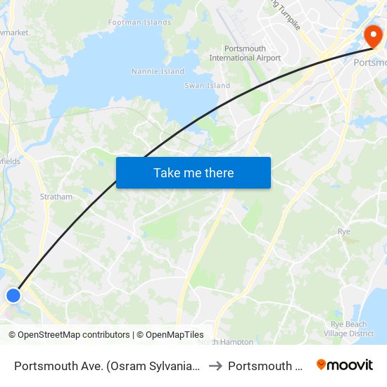 Portsmouth Ave. (Osram Sylvania) Southbound to Portsmouth NH USA map