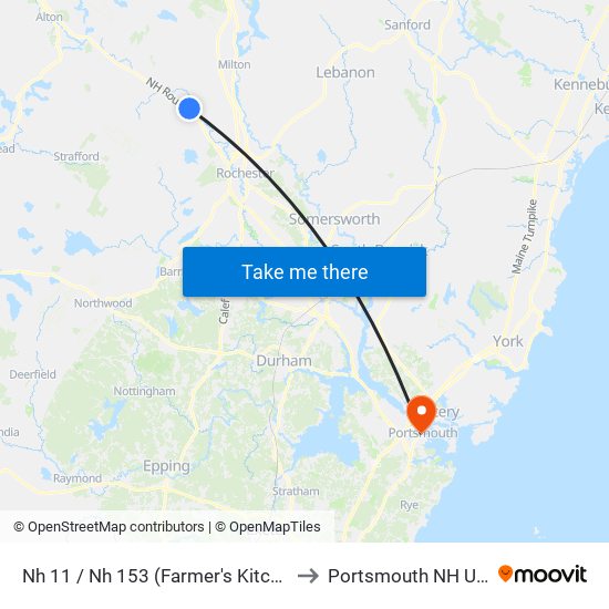Nh 11 / Nh 153 (Farmer's Kitchen) to Portsmouth NH USA map