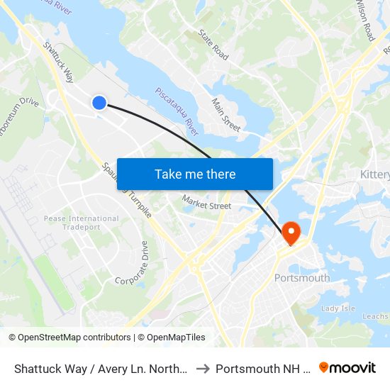 Shattuck Way / Avery Ln. Northbound to Portsmouth NH USA map