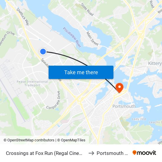 Crossings at Fox Run (Regal Cinema) Northbound to Portsmouth NH USA map