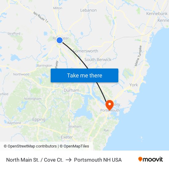 North Main St. / Cove Ct. to Portsmouth NH USA map