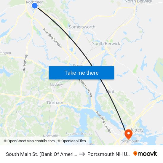 South Main St. (Bank Of America) to Portsmouth NH USA map