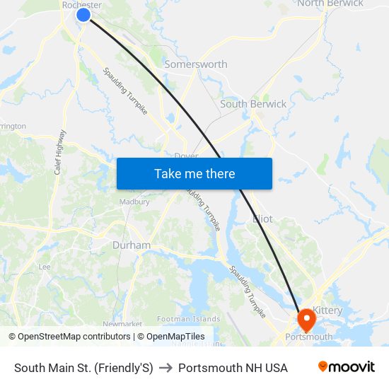 South Main St. (Friendly'S) to Portsmouth NH USA map