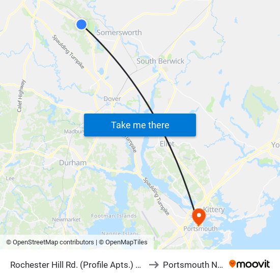 Rochester Hill Rd. (Profile Apts.) Northbound to Portsmouth NH USA map