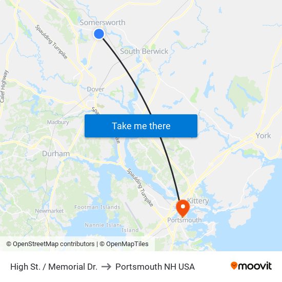 High St. / Memorial Dr. to Portsmouth NH USA map