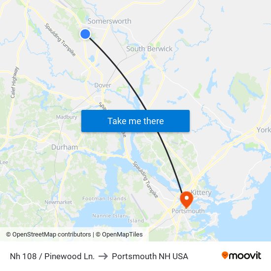 Nh 108 / Pinewood Ln. to Portsmouth NH USA map