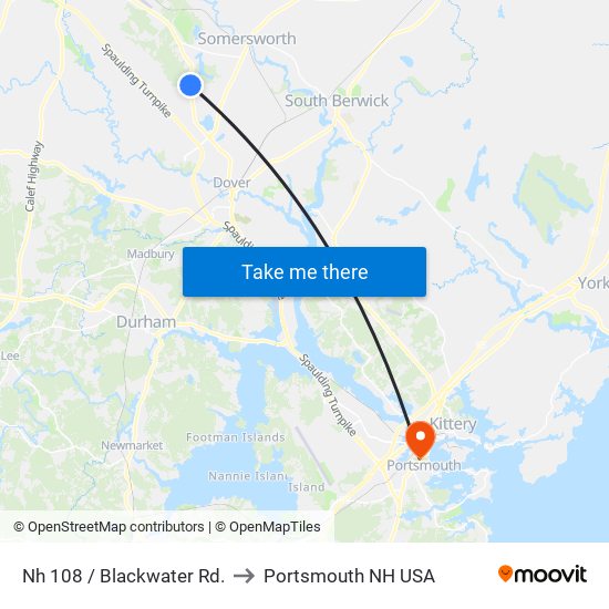 Nh 108 / Blackwater Rd. to Portsmouth NH USA map