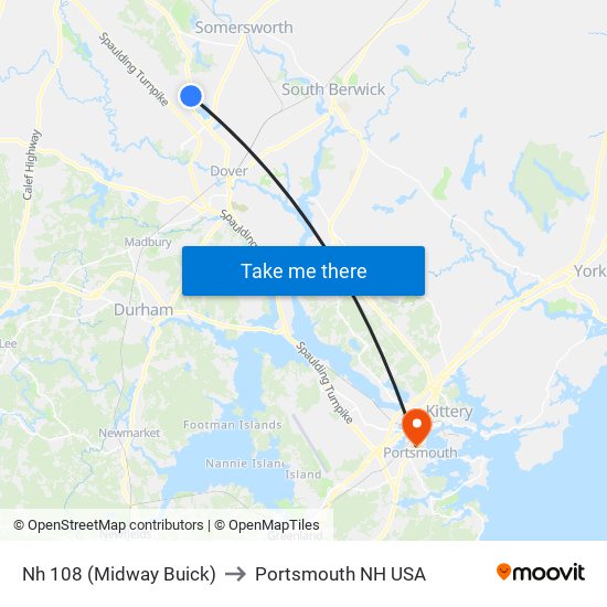 Nh 108 (Midway Buick) to Portsmouth NH USA map