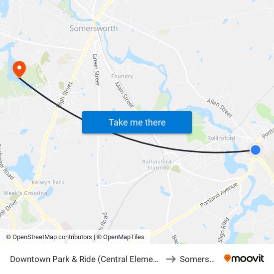 Downtown Park & Ride (Central Elementary School) to Somersworth map