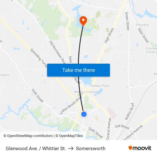 Glenwood Ave. / Whittier St. to Somersworth map