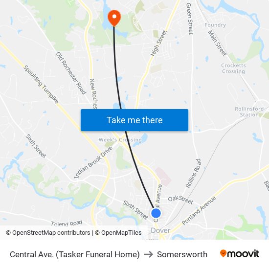 Central Ave. (Tasker Funeral Home) to Somersworth map