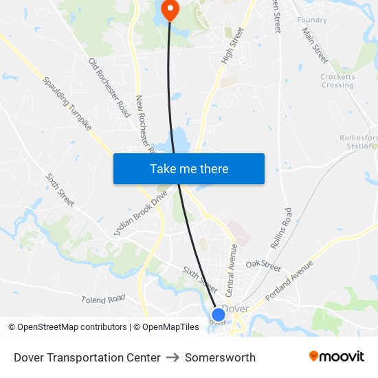 Dover Transportation Center to Somersworth map