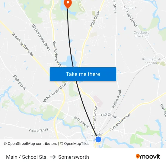 Main / School Sts. to Somersworth map