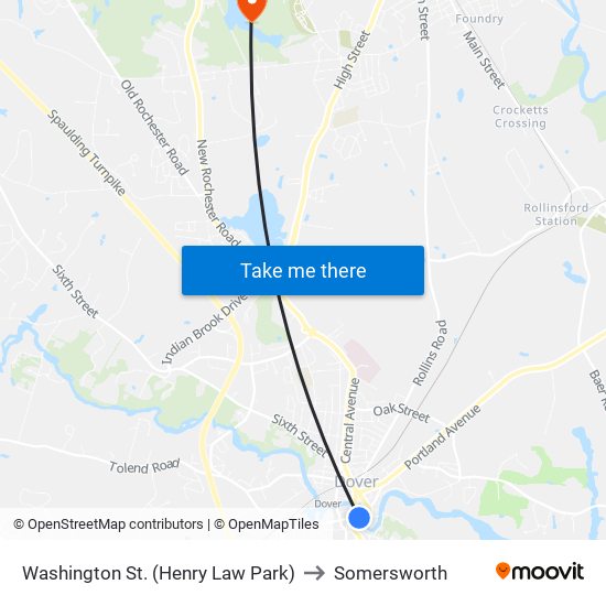 Washington St. (Henry Law Park) to Somersworth map