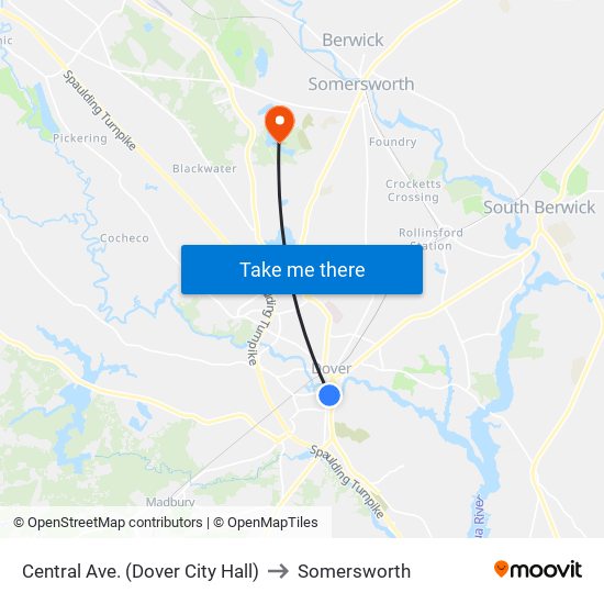 Central Ave. (Dover City Hall) to Somersworth map