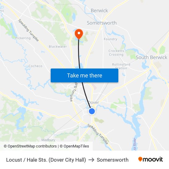 Locust / Hale Sts. (Dover City Hall) to Somersworth map